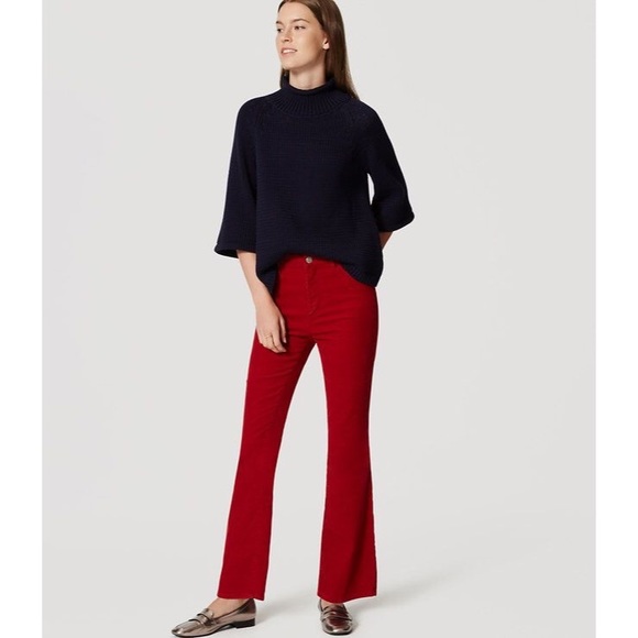 LOFT Pants - Red Petite Kick Crop Corduroys